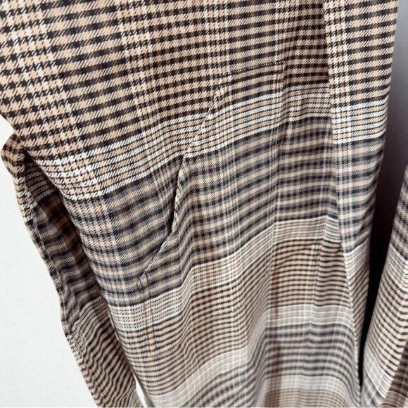 NWT J.ING Jing Brown Plaid Checker Print Coat Jacket with Tie - Picture 6 of 10